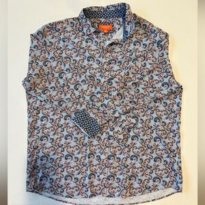 Johnston & Murphy Blue and Brown Paisley Dress Shirt